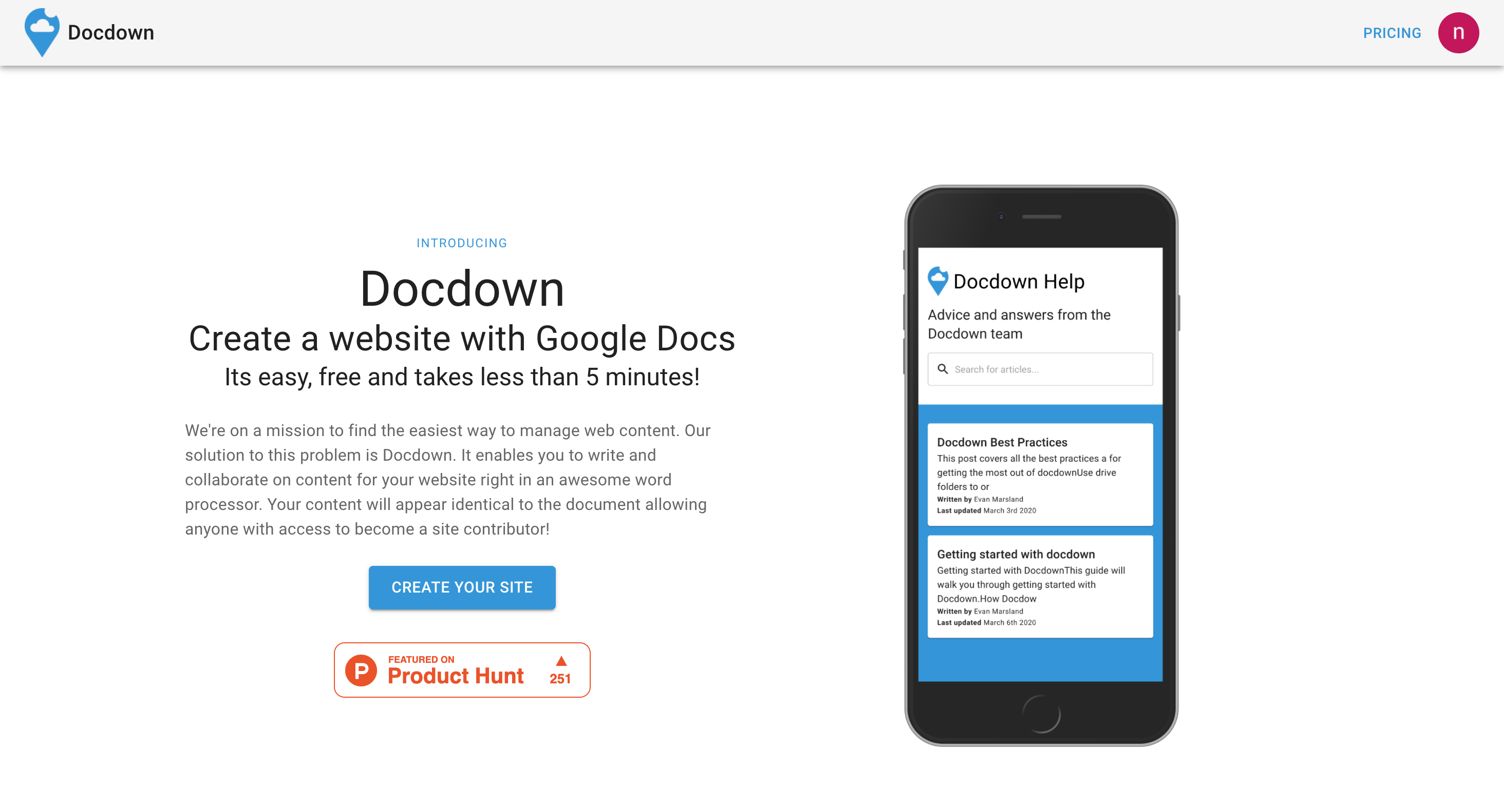 Screenshot of Docdown